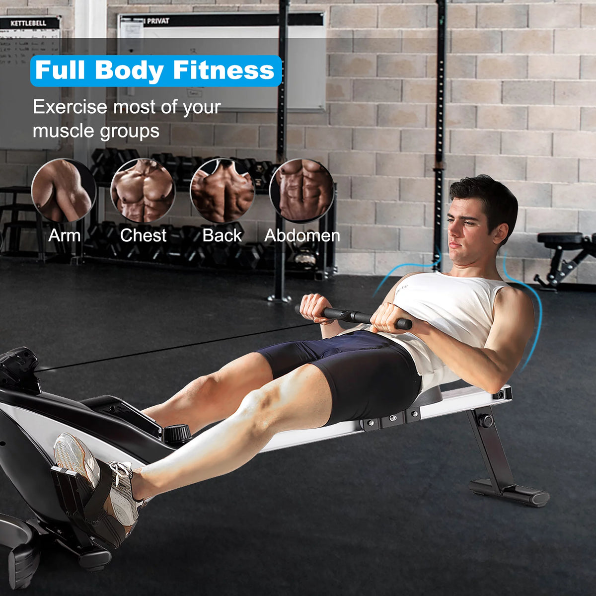 Magnetic Rowing Machine with LCD Display and Adjustable Resistance N244