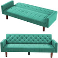 Linen Upholstered Futon Sofa Bed 74" Tufted 3 Seater Beige G46847