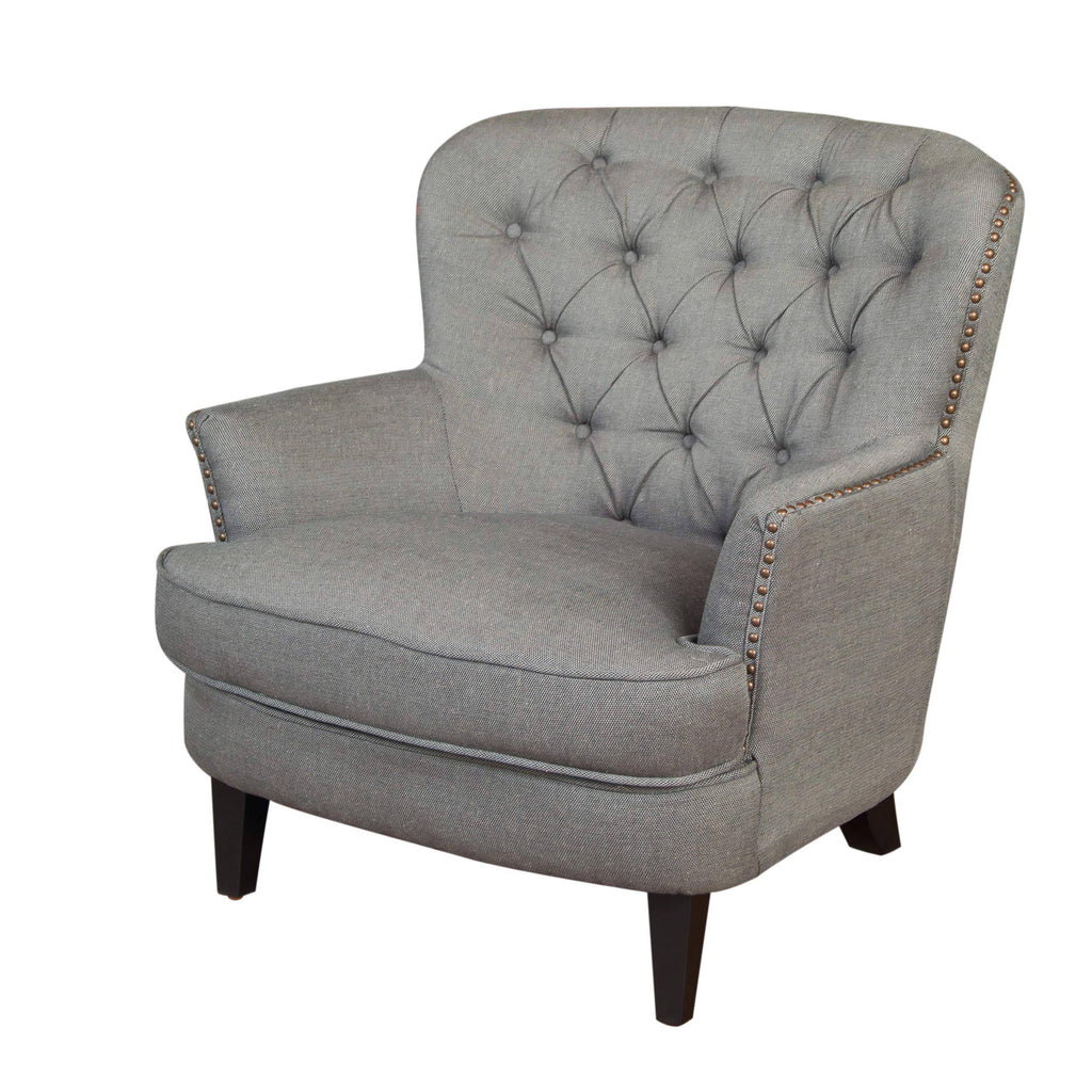Grey Tufted Fabric Club Chair J581445