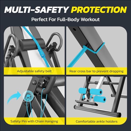 Heavy Duty Gravity Inversion Table 300 lbs Capacity with Adjustable Protective Belt O81005