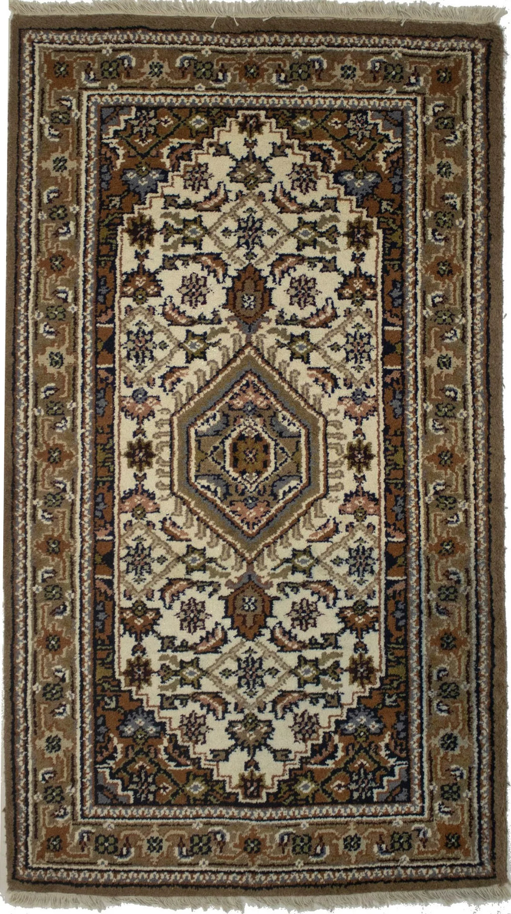 Cream Floral Tribal Oriental Rug Y721