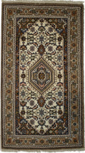 Cream Floral Tribal Oriental Rug Y721