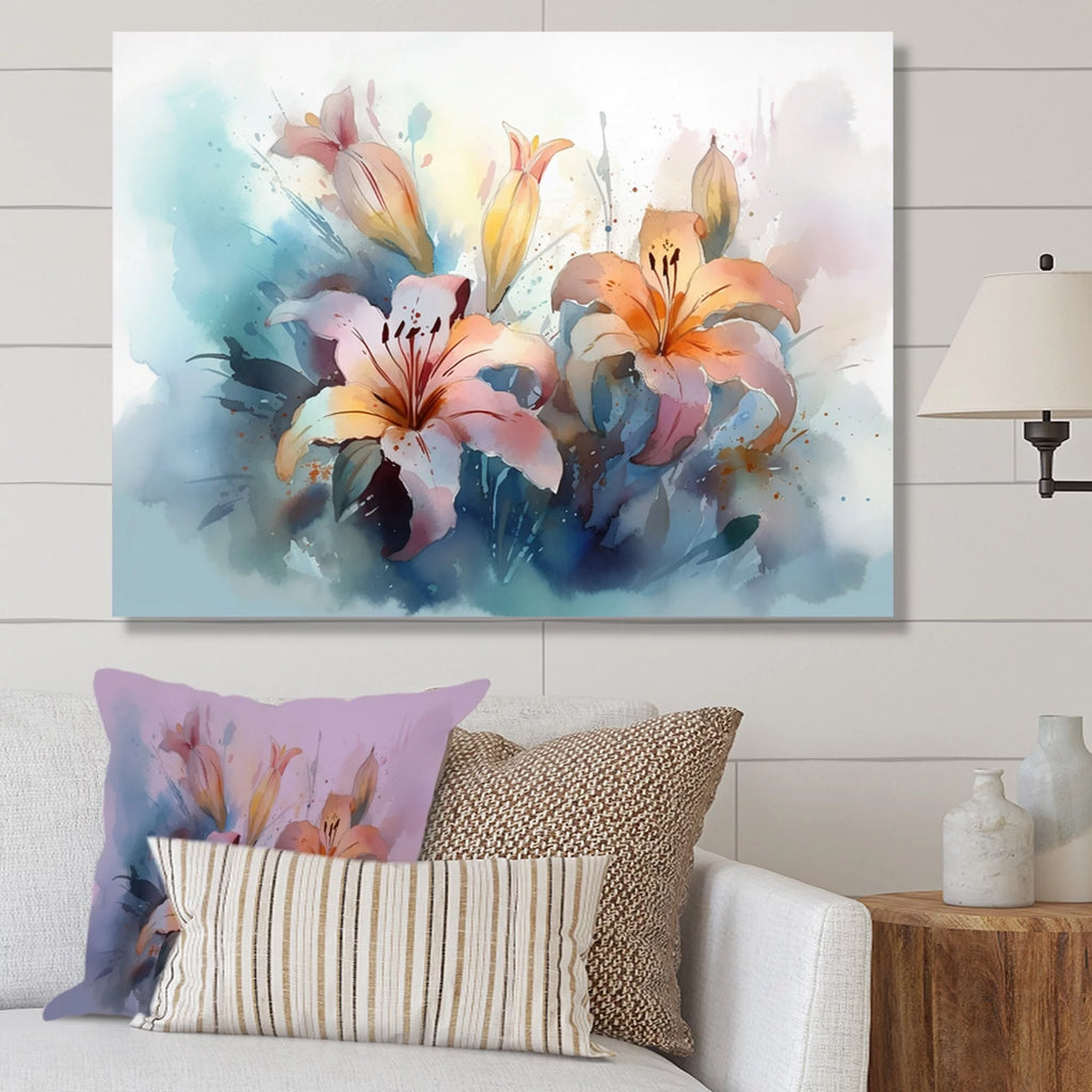 Floral Lily Canvas Wall Art 32 in. wide x 16 in. high U953577