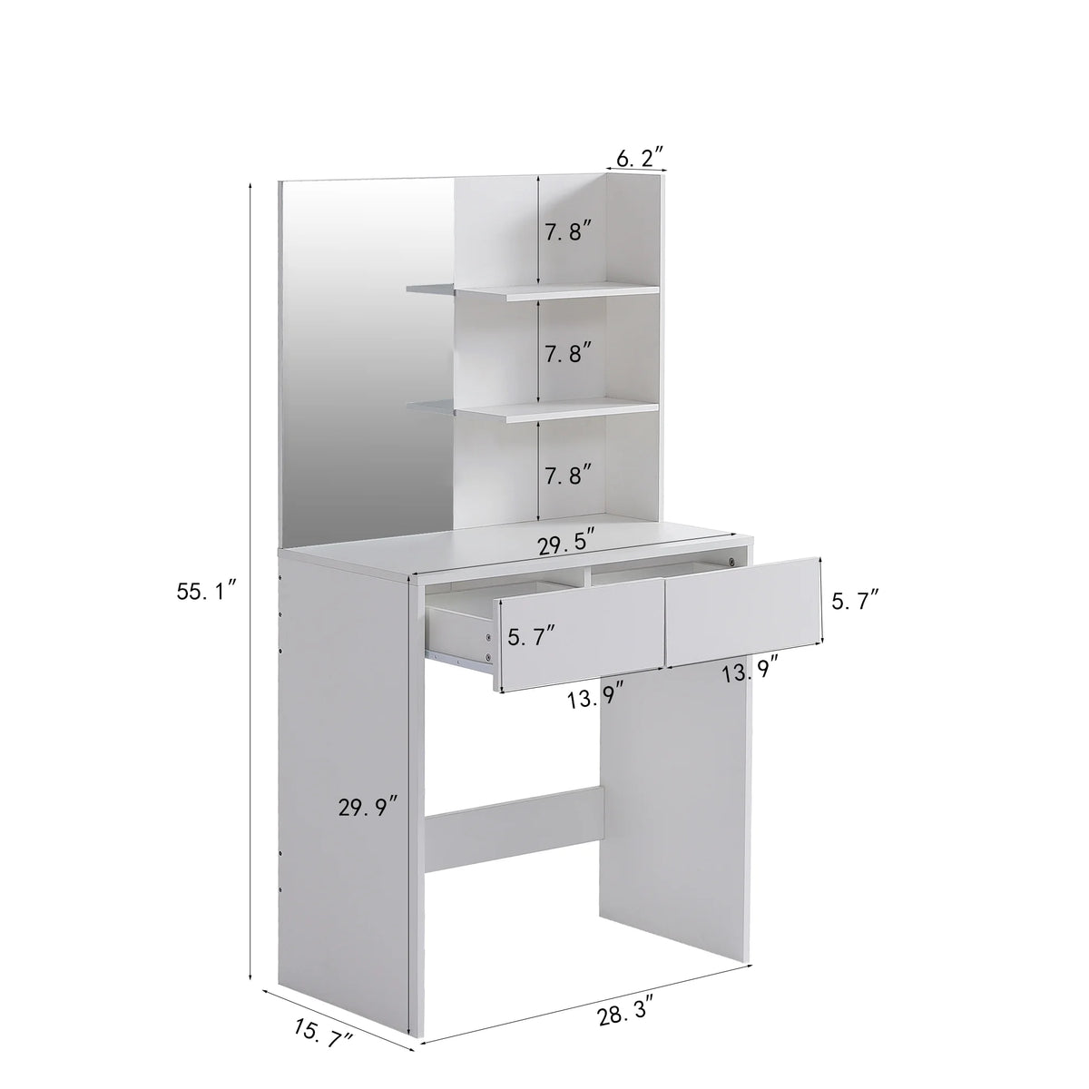 White Vanity Desk with Adjustable Lighting B71448