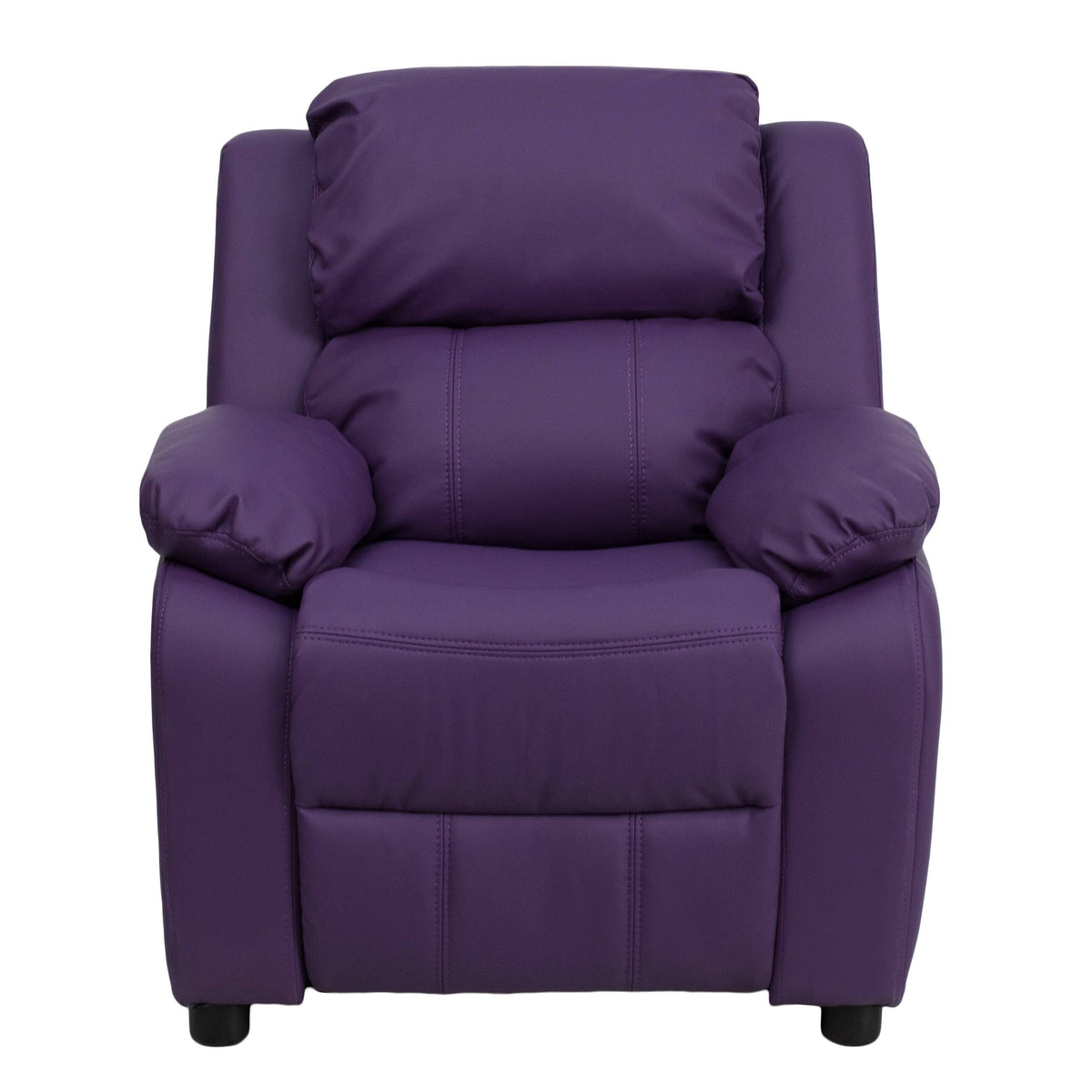 Purple Vinyl Kids Recliner with Storage Arms E381