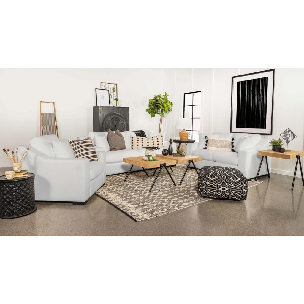 White 3-piece Fabric Upholstered Living Room Set Q5107