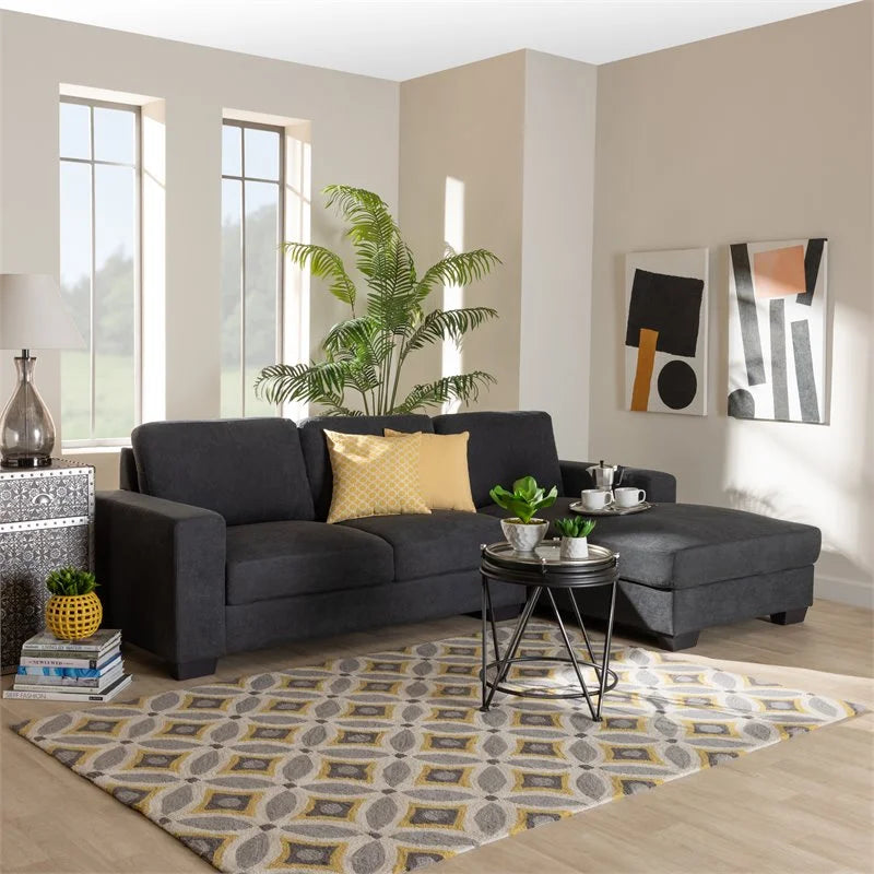 Dark Grey Sectional Sofa with Right Facing Chaise P750