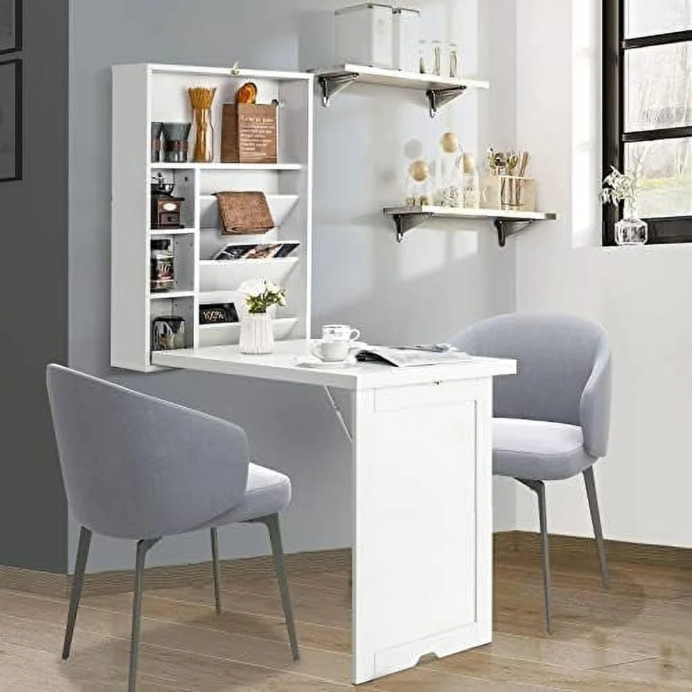 Wall Mounted Folding Desk with Adjustable Shelves T723