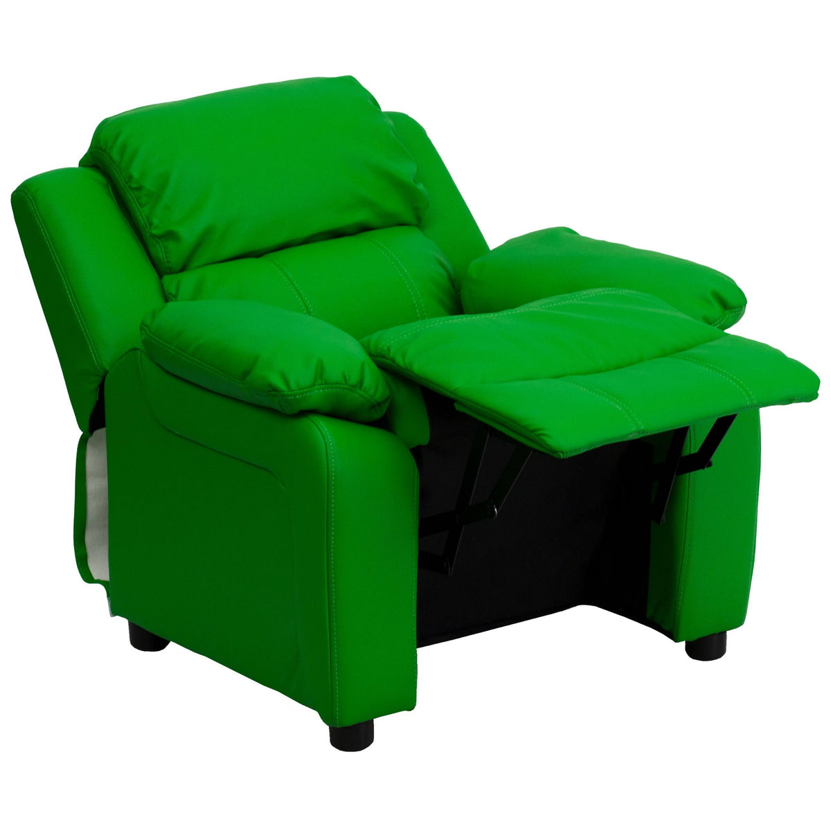 Purple Vinyl Kids Recliner with Storage Arms E381