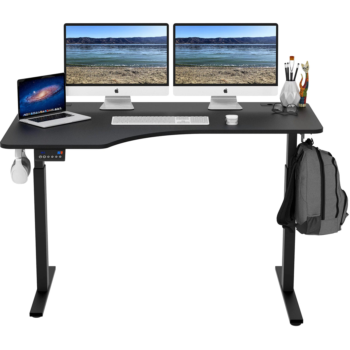 55-Inch L-Shaped Electric Height Adjustable Standing Desk, Black O887