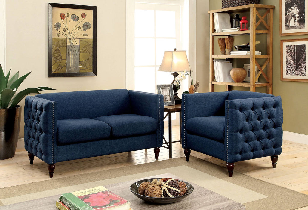 Emer Blue Loveseat V38057