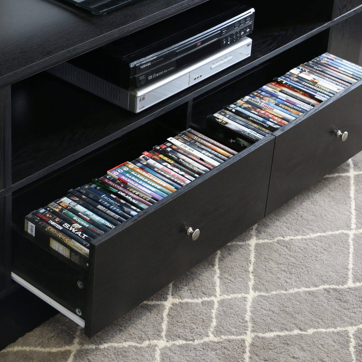 Black Wood TV Console with Storage N885195