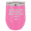 12 oz Double Wall Vacuum Insulated Stainless Steel Stemless Wine Tumbler Travel Mug With Lid J943