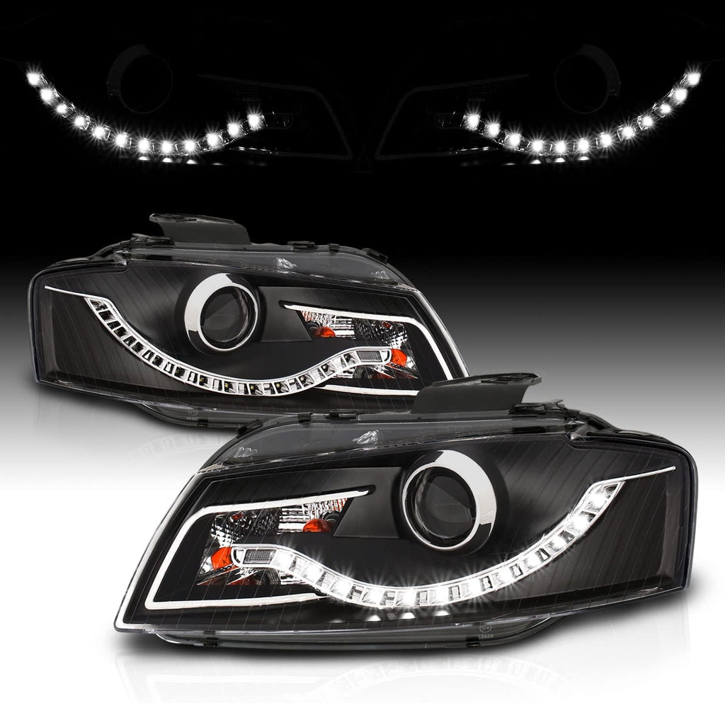 Black R8 LED Style Projector Headlights for Audi A3 L7982