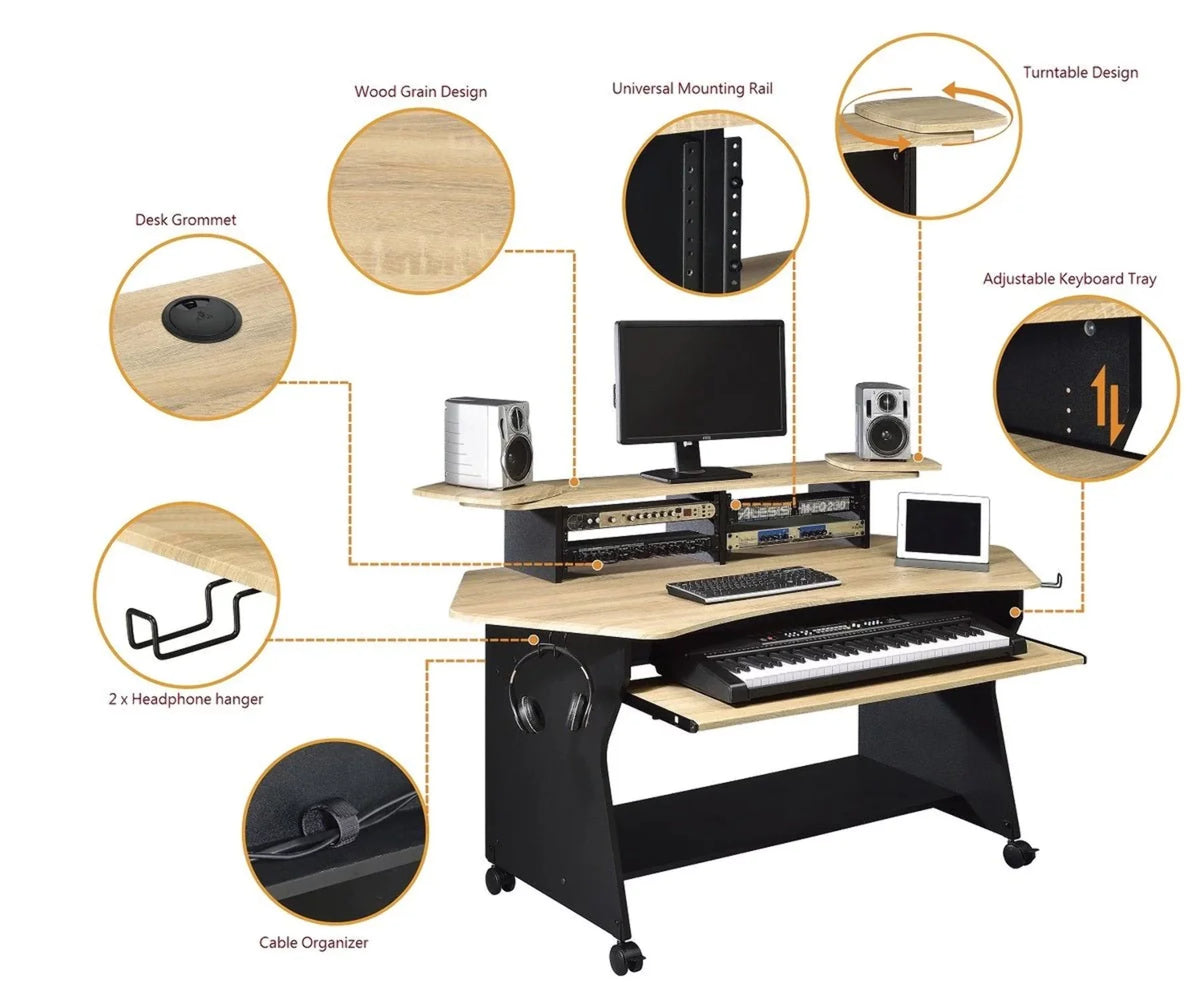 Music Recording Studio Desk Workstation with 2 x 4U Rack B27439