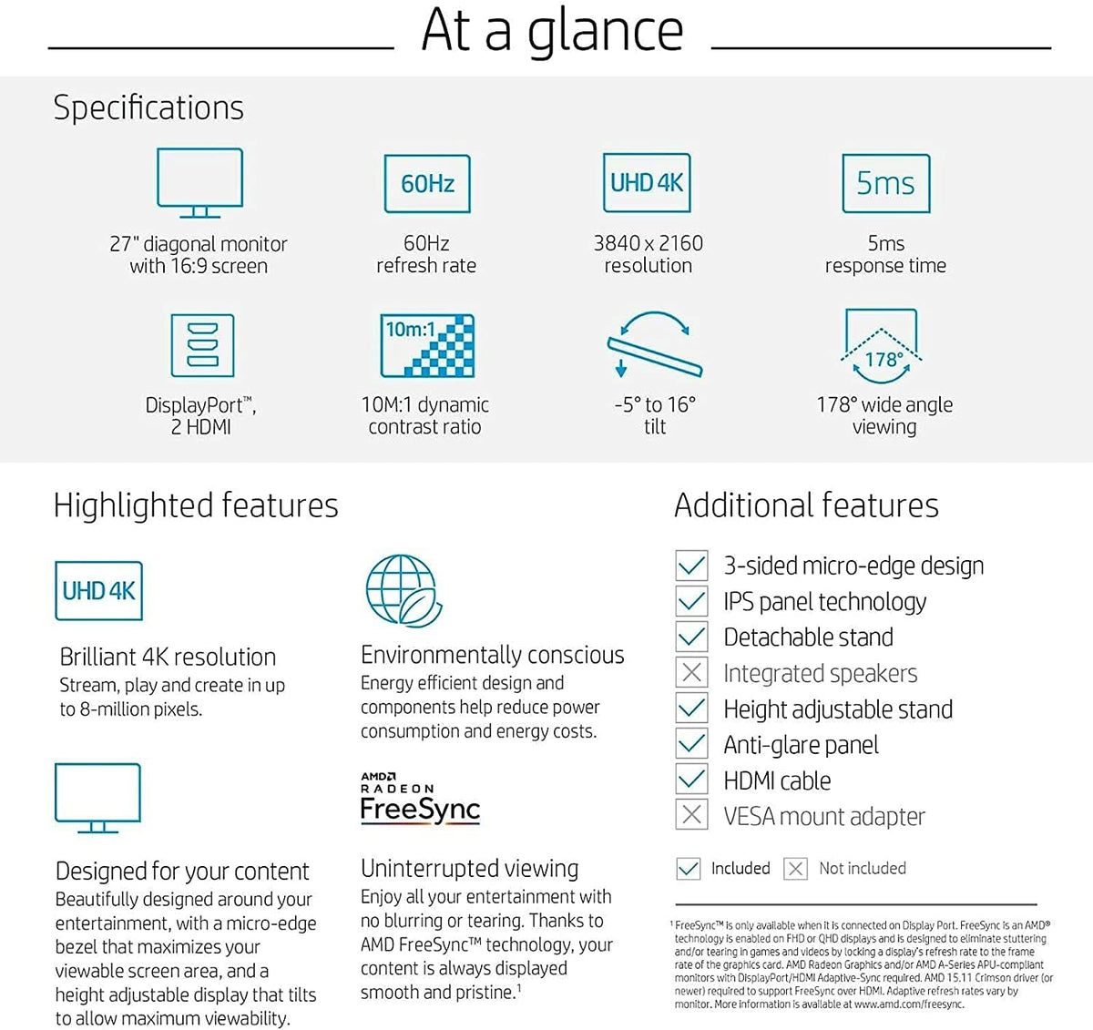 27 4K UHD IPS Monitor with HDMI and DisplayPort U852658