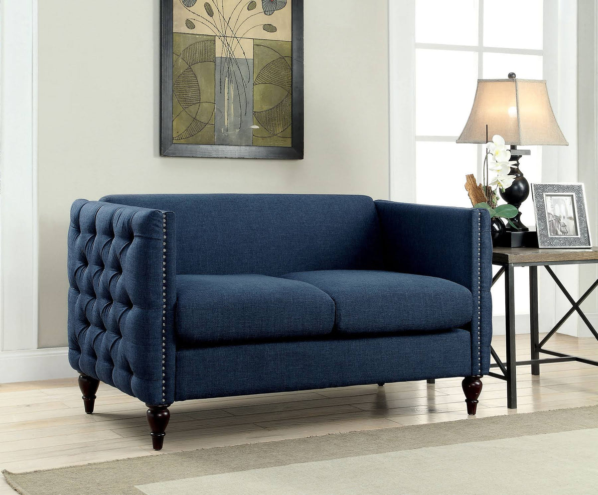 Emer Blue Loveseat V38057