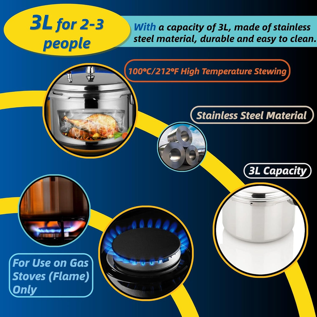 3L Stainless Steel Pressure Cooker J71303