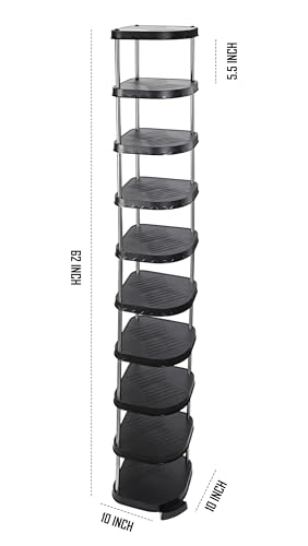 10 Tier Black Tall Narrow Shoe Rack Cabinet U70702