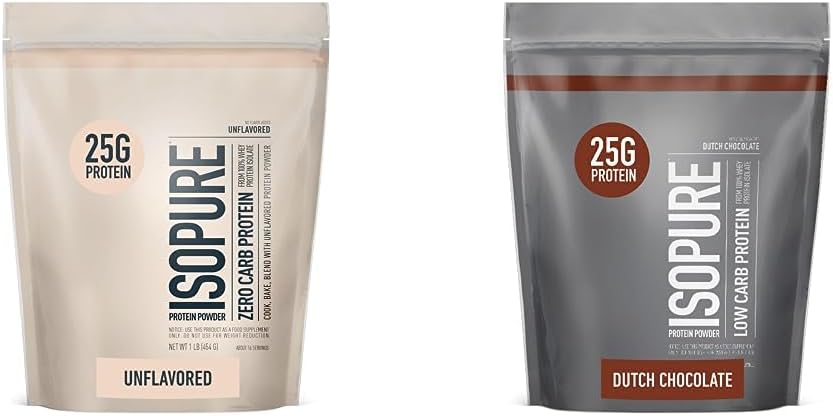 Unflavored Whey Isolate Protein, 1 Pound & Dutch Chocolate Whey Isolate Protein Powder with Vitamin C & Zinc, 1 Pound X565