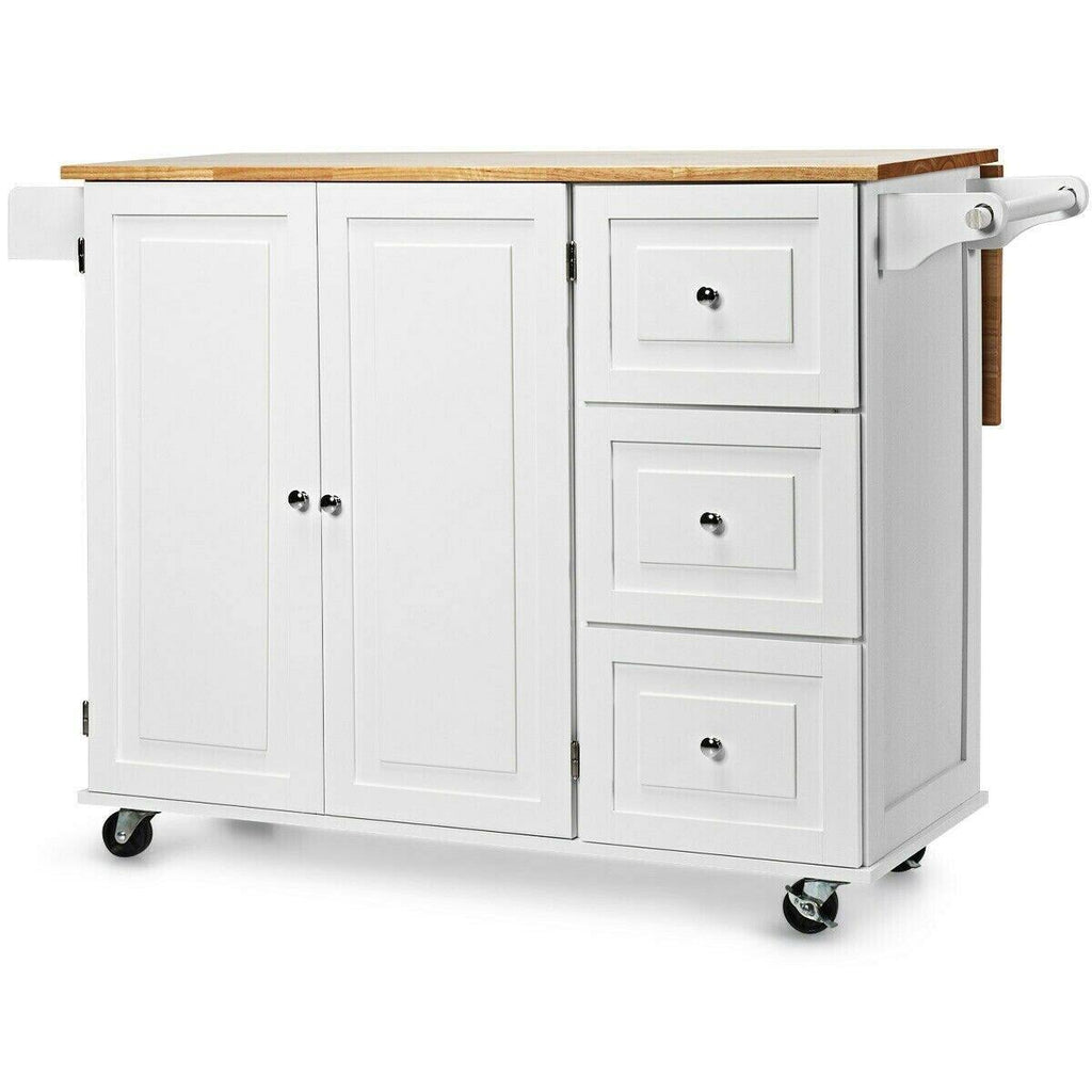 White Drop-Leaf Kitchen Island Cart Y292