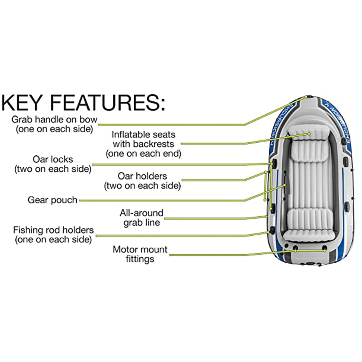 4 Person Inflatable Boat Set with 2 Oars B20986