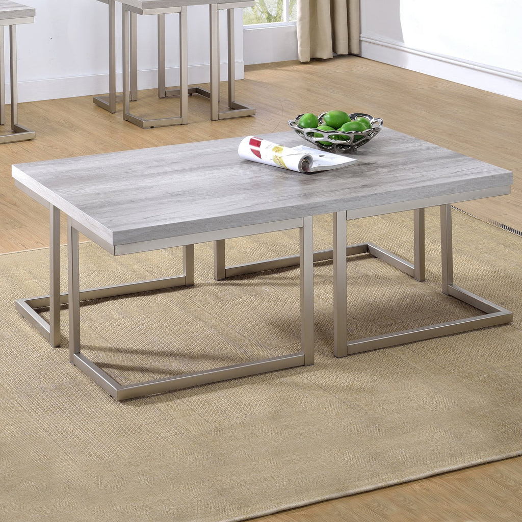 Driftwood Cocktail Table with Metal Base C459642