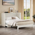 Queen Size White Wood Murphy Bed with Storage Drawer T54556