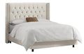 Queen Cream Velvet Upholstered Wingback Bed T678