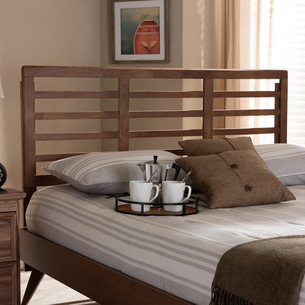 Walnut Wood Open Slat Headboard Queen B2931