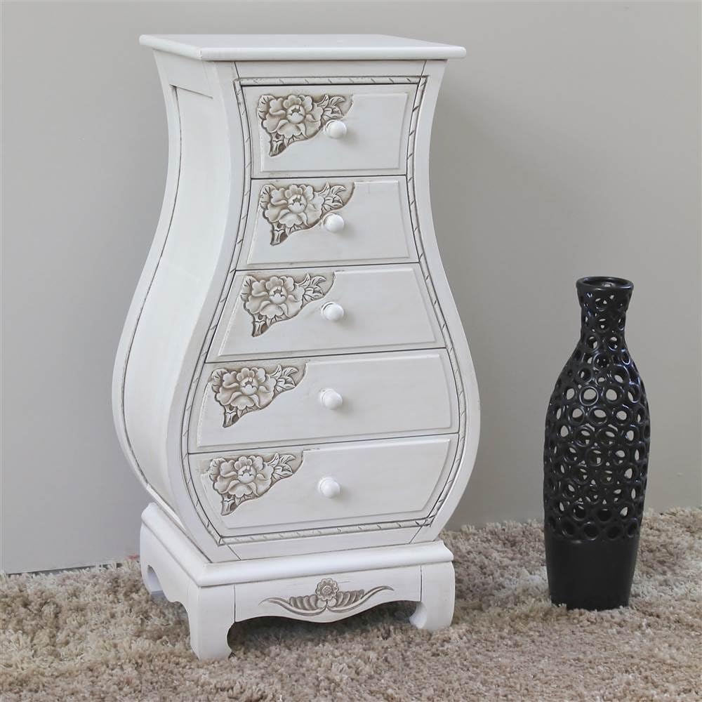 Carved Wood Five Drawer Bombay What Not T98435
