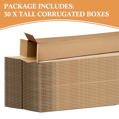30 Pcs Tall Corrugated Boxes 4x4x40 Inches O78026
