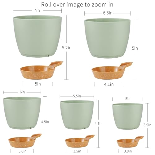 8/7/6.5/6/5.5/5 Inch White Self Watering Plastic Planters X1575