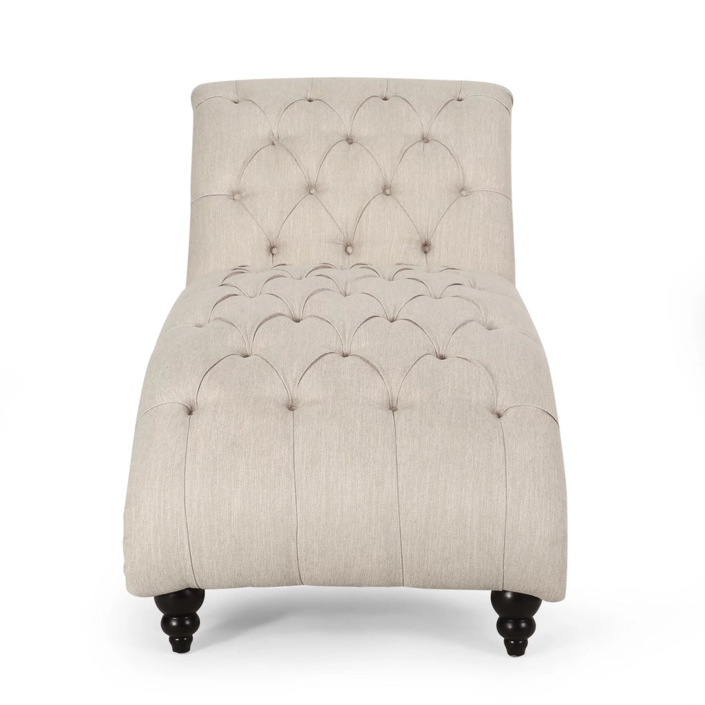 Beige Button Tufted Chaise Lounge Q126143