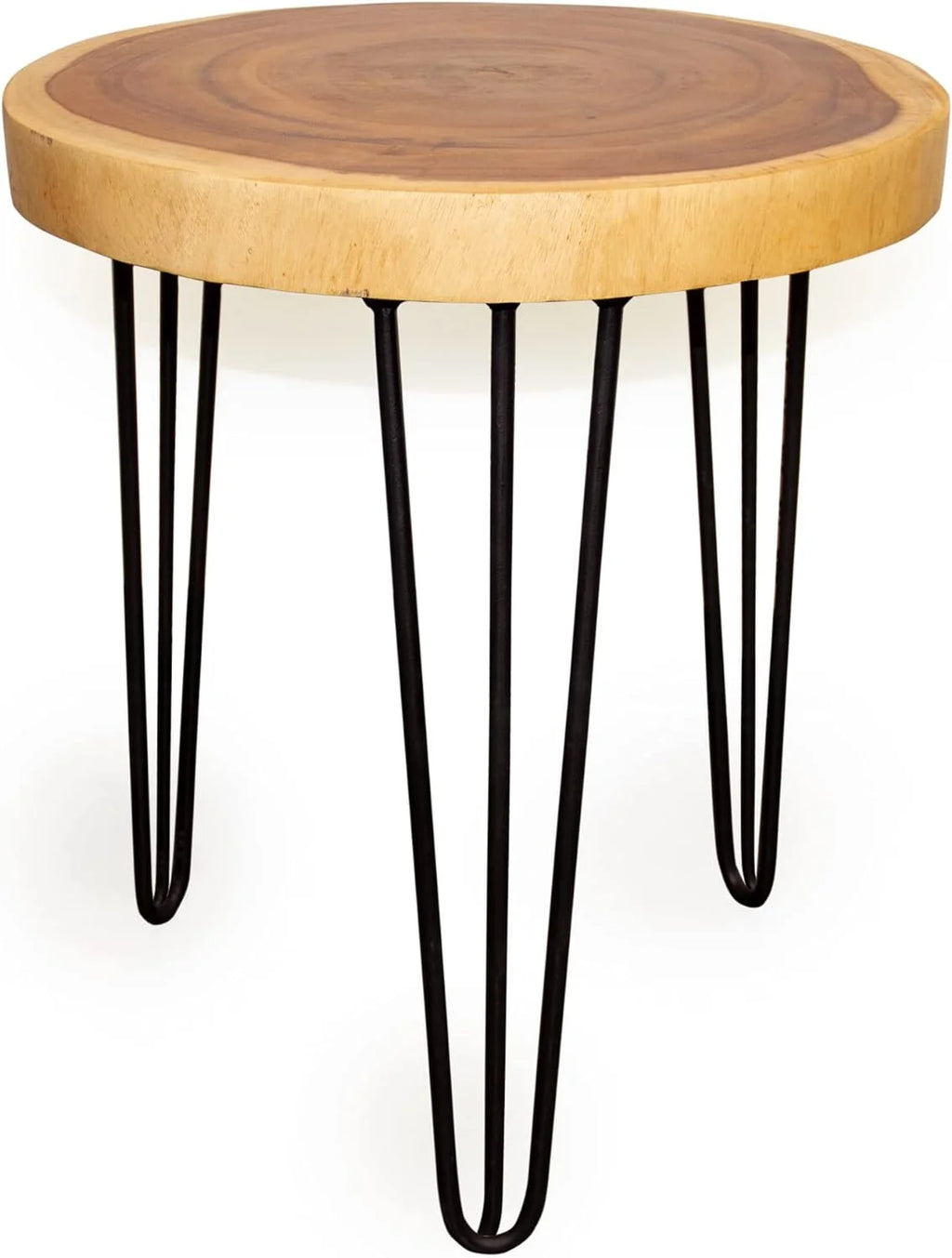 Round Natural Wood Slab Accent End Table F930