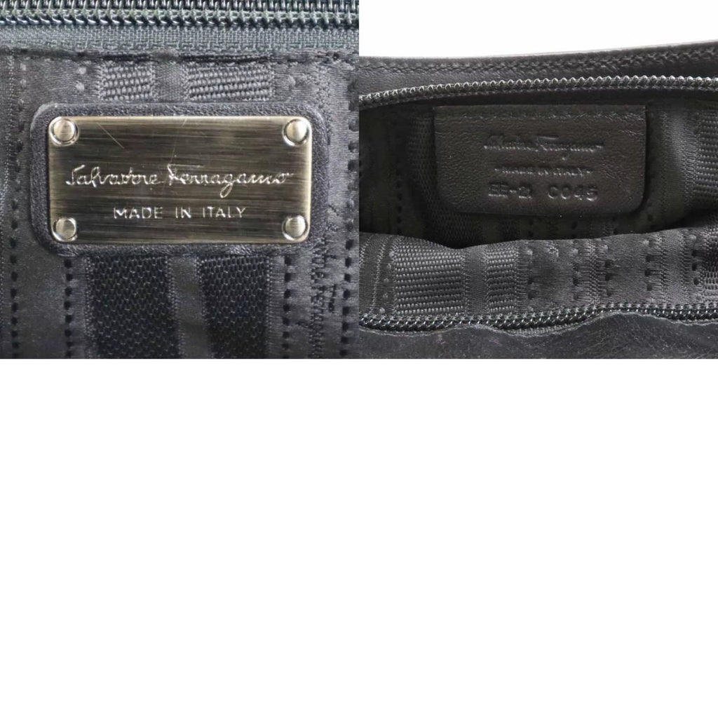 Pre-Owned Black Leather Handbag X763