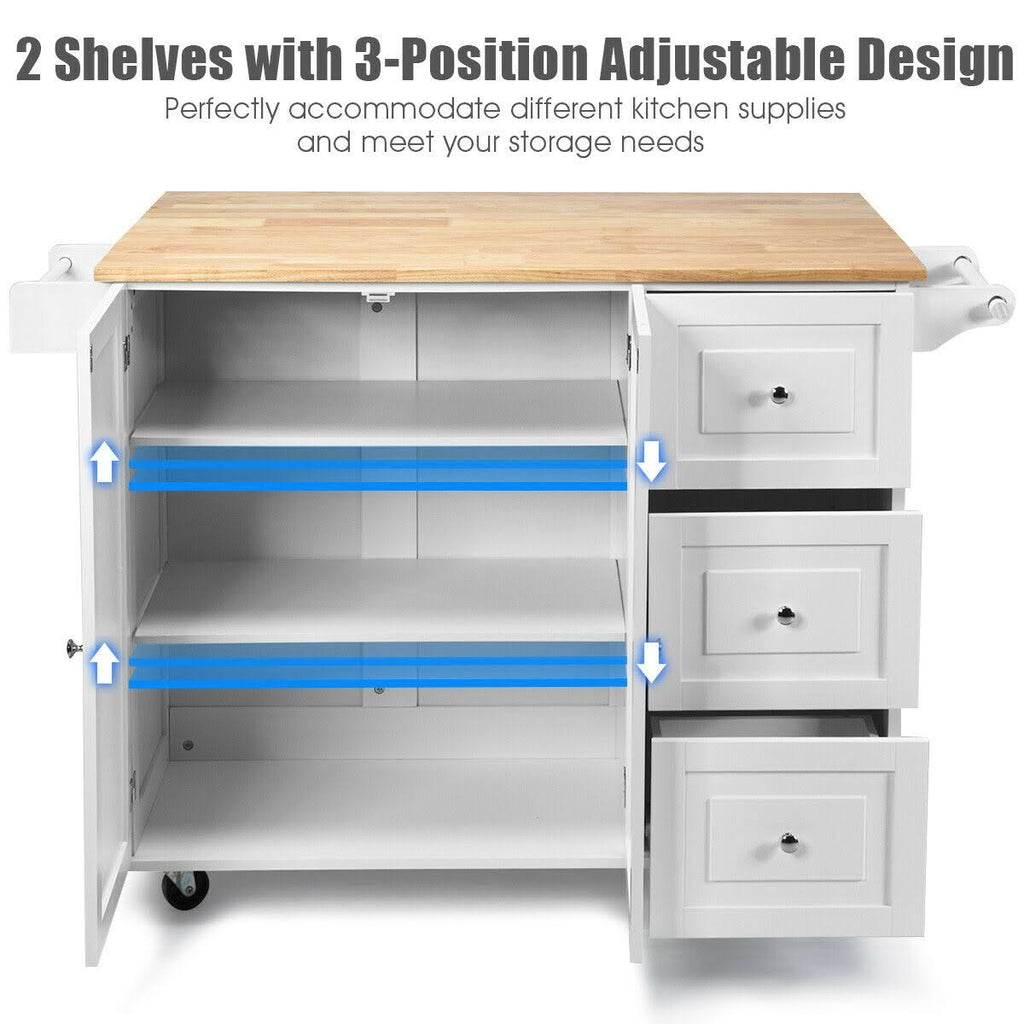 White Drop-Leaf Kitchen Island Cart Y292
