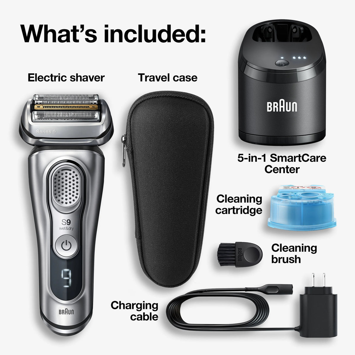 Wet Dry Rechargeable Electric Shaver with Clean Station B826