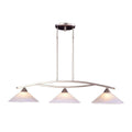 Satin Nickel 3-Light Island Light with White Marbleized Glass Shades J711998