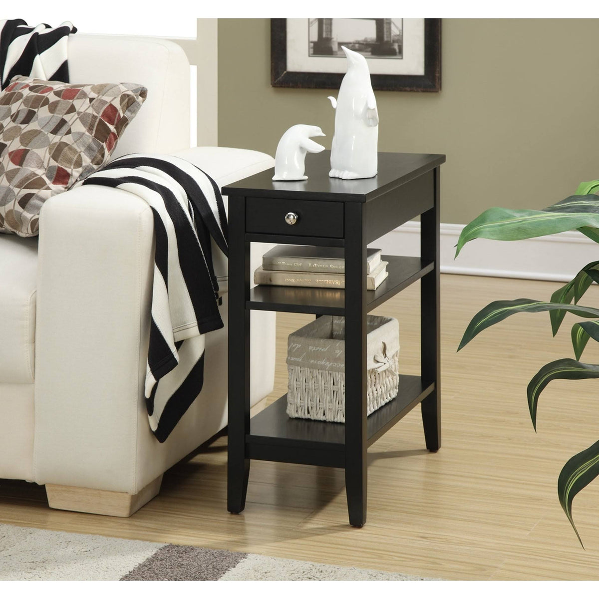 Three Tier End Table with Drawer A6994