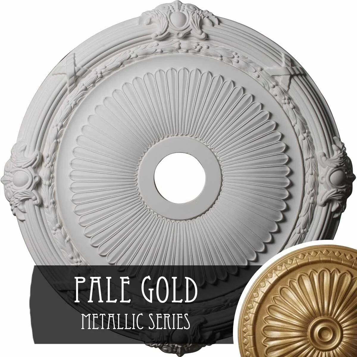 27 1/2x22OD x 3 7/8x22ID x 2 1/4x22P Pale Gold Ceiling Medallion F813817