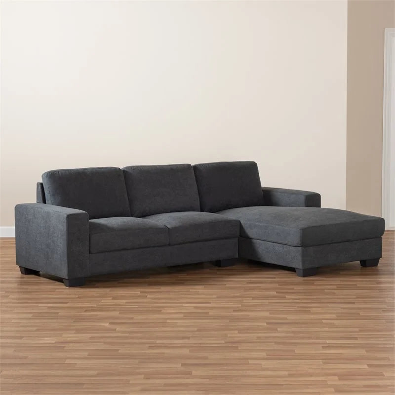 Dark Grey Sectional Sofa with Right Facing Chaise P750