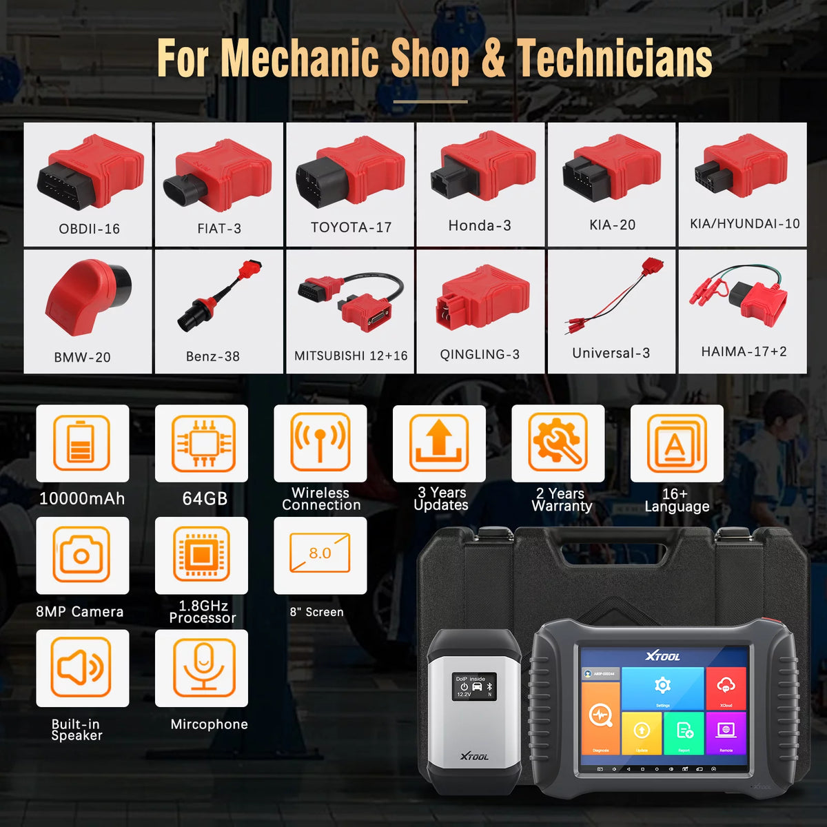 Automotive Diagnostic Scan Tool, Bi-Directional Bluetooth Car Scanner, 42 Services L962