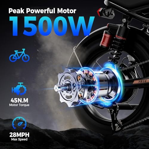 1500W 48V Removable Battery 16'' Fat Tire Full Suspension Electric Bike Q723