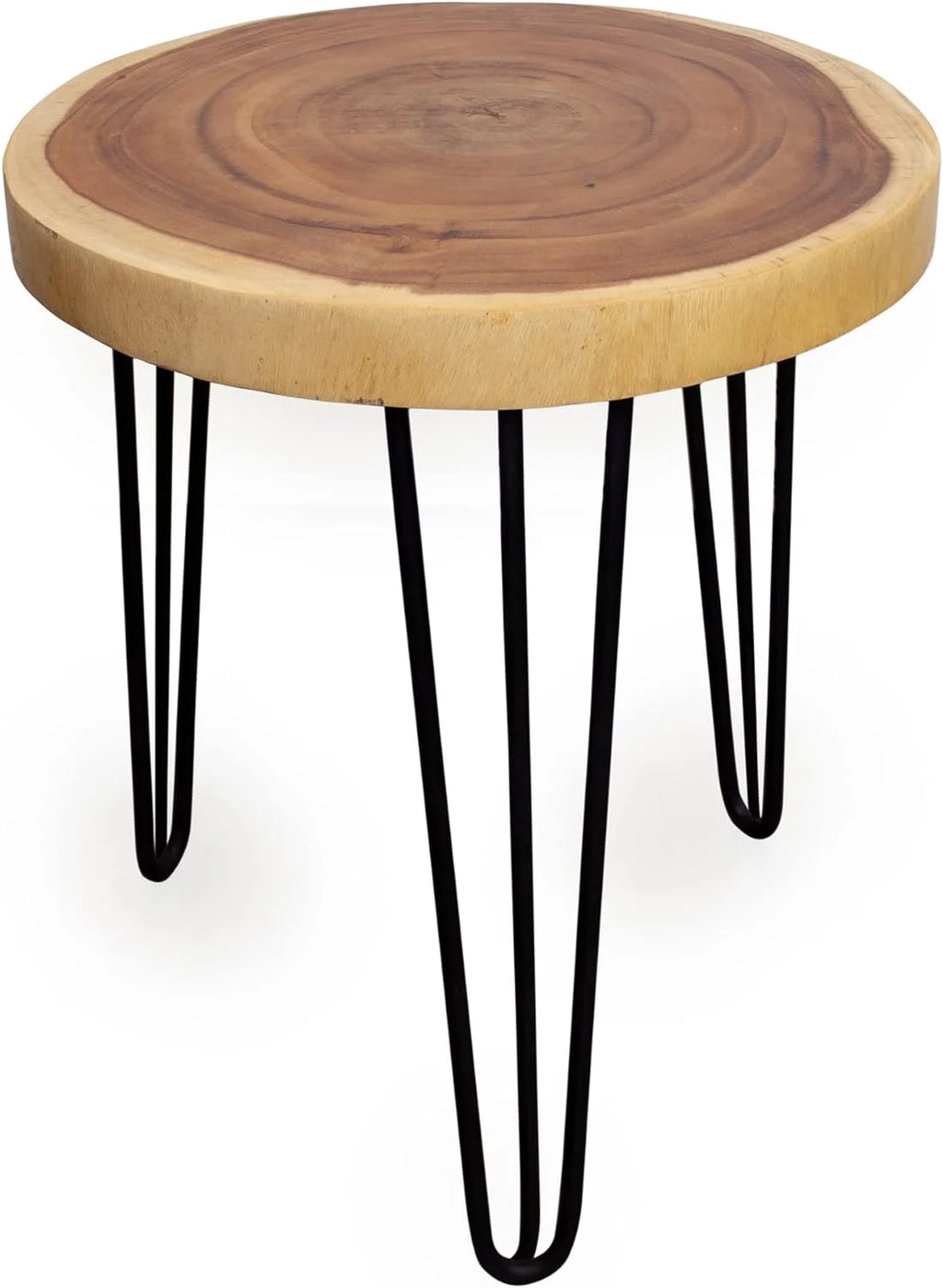 Round Natural Wood Slab Accent End Table F930