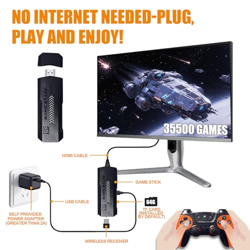 Retro Gaming Console with 64GB Plug & Play TV Stick U8979