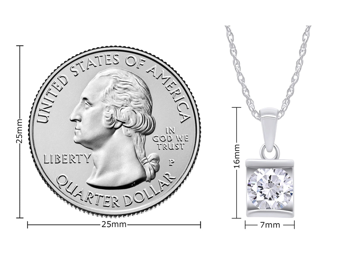 14K Solid White Gold 1ct Lab Created Moissanite Solitaire Pendant Necklace A3327