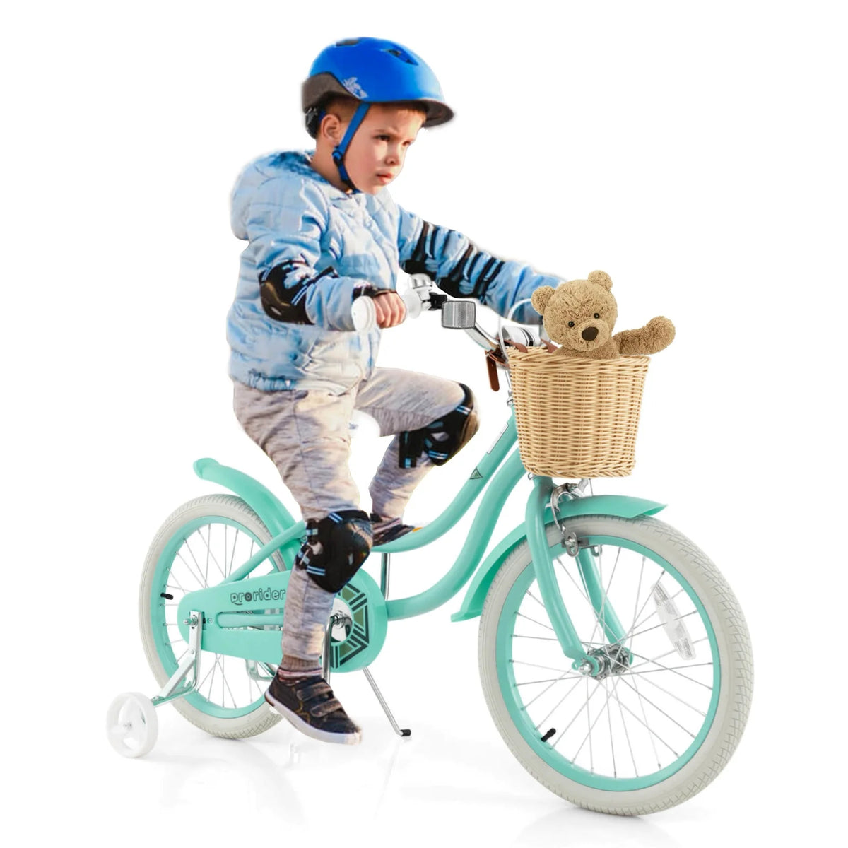 Green Kid's Bike with Training Wheels F382