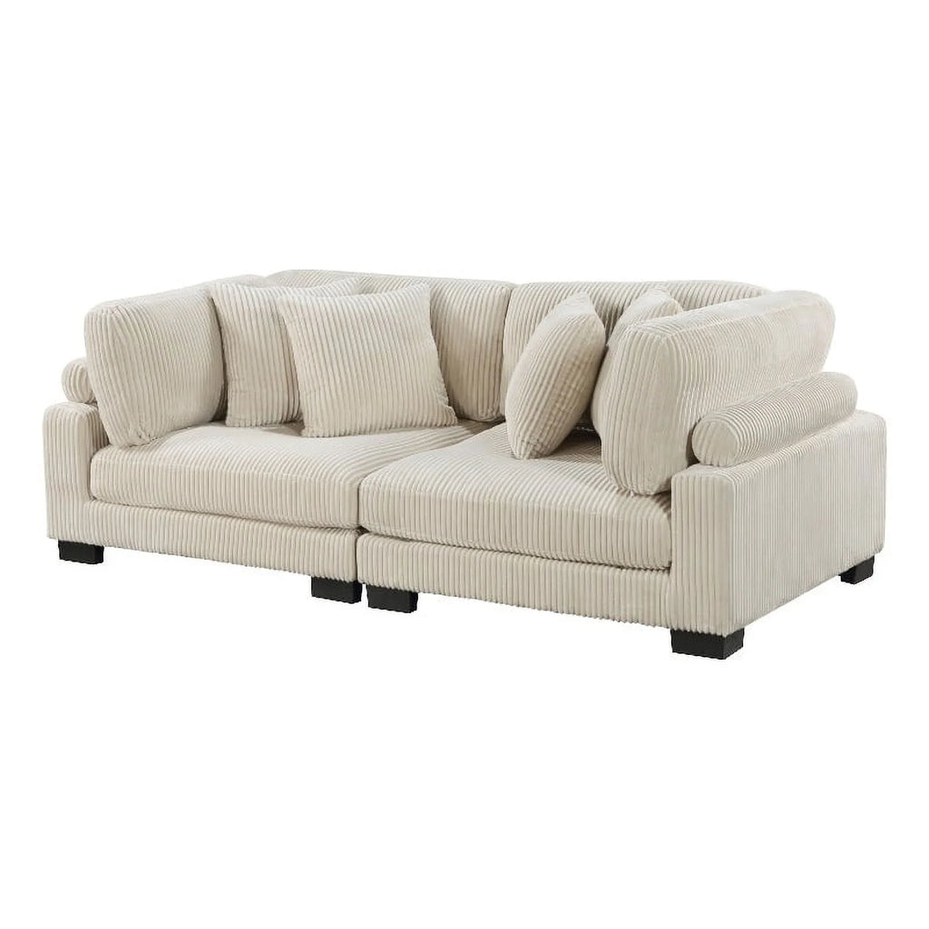 Beige Corduroy Loveseat R461