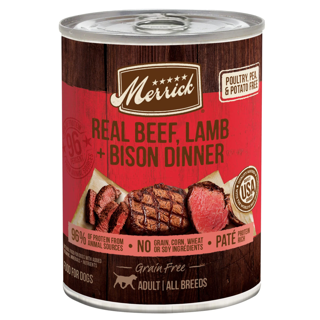 Real Beef Lamb & Buffalo Grain Free Wet Dog Food 12.7 oz Can E897